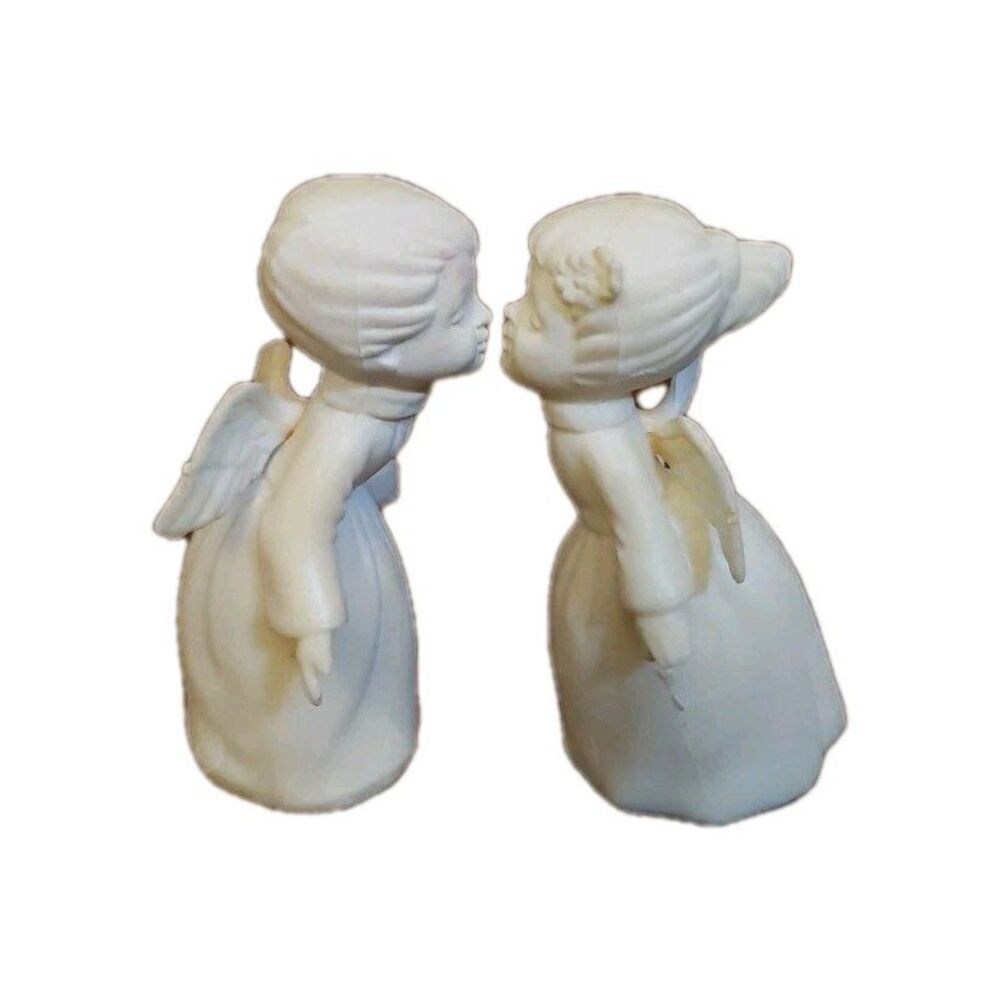 2 pc. Kissing Angels vintage Giftco ornaments figurines box Hong Kong Christmas